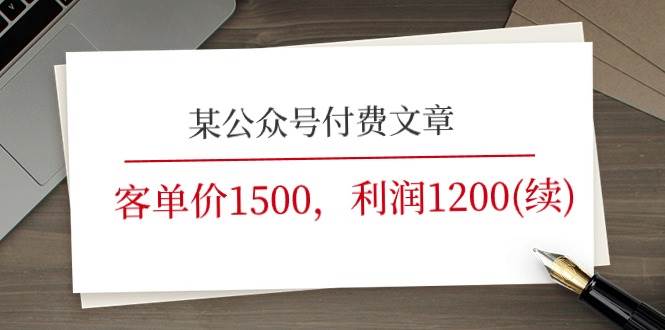 某公众号付费文章《客单价1500，利润1200(续)》市场几乎可以说是空白的-多米网络