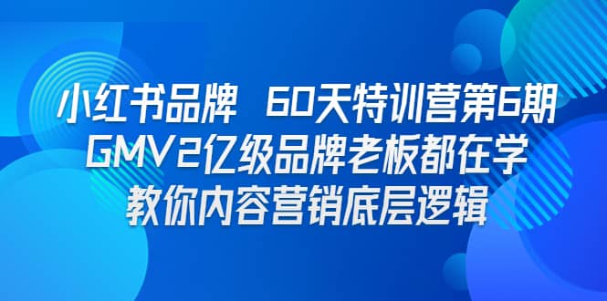 小红书品牌 60天特训营第6期 GMV2亿级品牌老板都在学 教你内容营销底层逻辑-多米网络