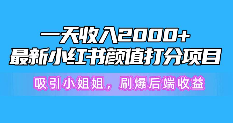 一天收入2000+，最新小红书颜值打分项目，吸引小姐姐，刷爆后端收益-多米网络