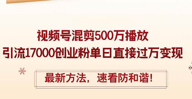 精华帖视频号混剪500万播放引流17000创业粉，单日直接过万变现，最新方…-多米网络