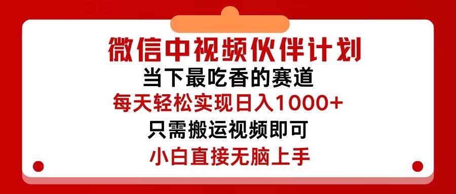 微信中视频伙伴计划，仅靠搬运就能轻松实现日入500+，关键操作还简单，…-多米网络