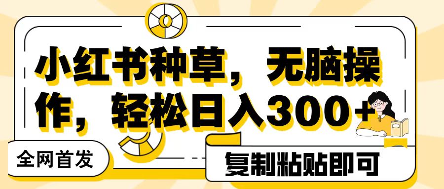 全网首发小红书种草，无脑操作，复制粘贴即可，轻松日入300+-多米网络