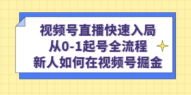 视频号直播快速入局：从0-1起号全流程，新人如何在视频号掘金-多米网络