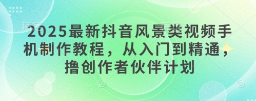 2025最新抖音风景类视频手机制作教程，从入门到精通，撸创作者伙伴计划-多米网络