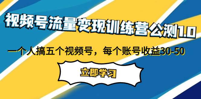 视频号流量变现训练营公测1.0：一个人搞五个视频号，每个账号收益30-50-多米网络