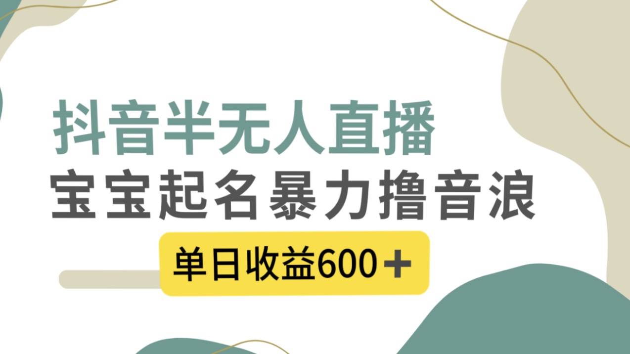 抖音半无人直播，宝宝起名，暴力撸音浪，单日收益600+-多米网络