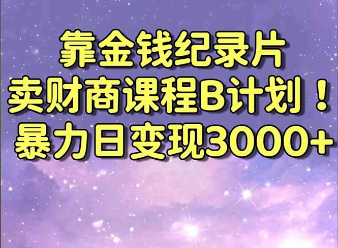 靠金钱纪录片卖财商课程B计划！暴力日变现3000+，喂饭式干货教程！-多米网络