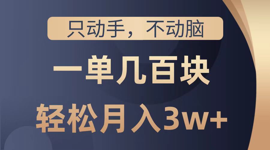 只动手不动脑，一单几百块，轻松月入2w+，看完就能直接操作，详细教程-多米网络