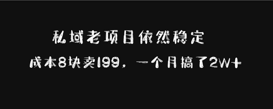 私域老项目依然稳定，成本8块卖199，一个月搞了2W+-多米网络