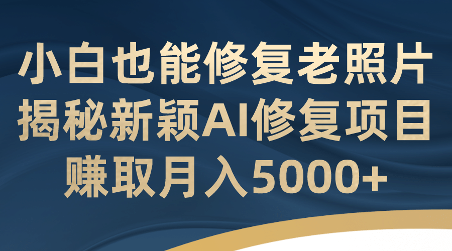 小白也能修复老照片！揭秘新颖AI修复项目，赚取月入5000+-多米网络