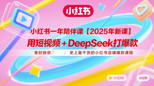 小红书一年陪伴课【2025年新课】，用短视频+deepSeek打爆款，史上最干货的小红书店铺爆款课程-多米网络