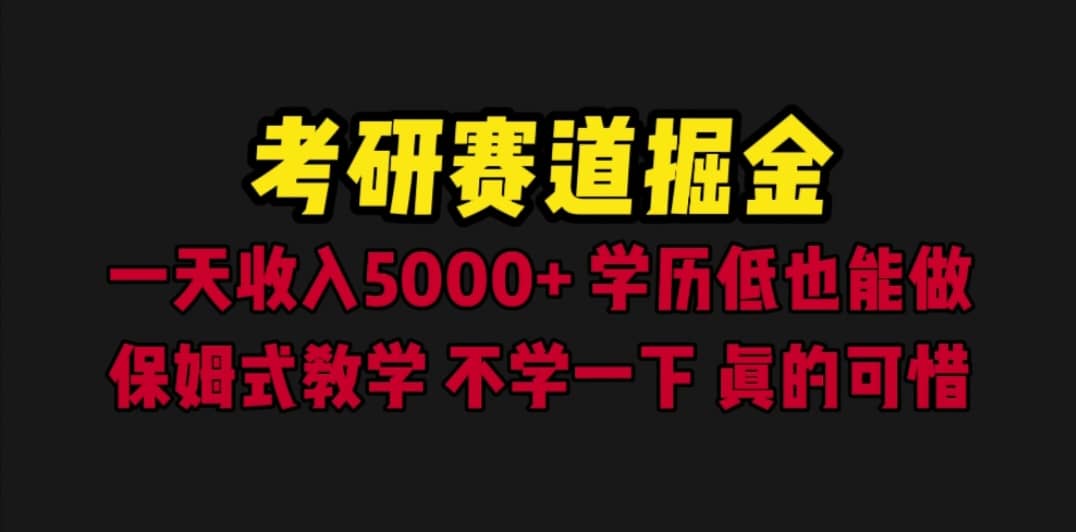 考研赛道掘金，一天5000+学历低也能做，保姆式教学，不学一下，真的可惜-多米网络