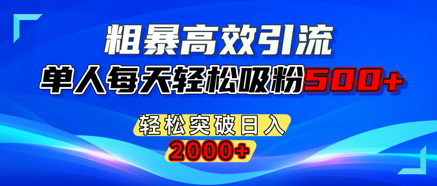 粗暴高效引流,单人每天轻松吸粉500+,轻松突破日入2000+-多米网络