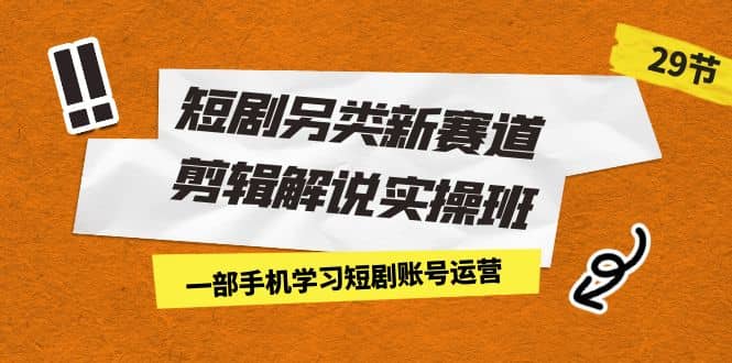 短剧另类新赛道剪辑解说实操班：一部手机学习短剧账号运营（29节 价值500）-多米网络