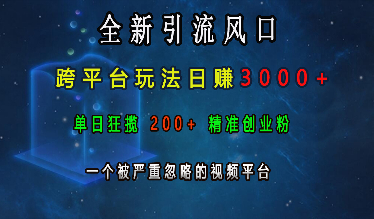 全新引流风口，跨平台玩法日赚3000+，单日狂揽200+精准创业粉，一个被严重忽略的视频平台-多米网络