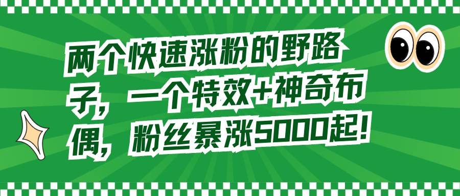 两个快速涨粉的野路子，一个特效+神奇布偶，粉丝暴涨5000起！-多米网络