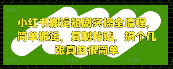 小红书搬运短剧实操全流程，简单搬运，复制粘贴，搞个几张真的很简单-多米网络