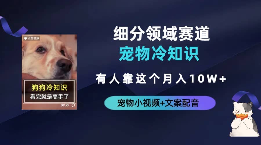 不起眼的抖音细分赛道-宠物冷知识，一段宠物视频配文案，有人靠这个月入10w-多米网络