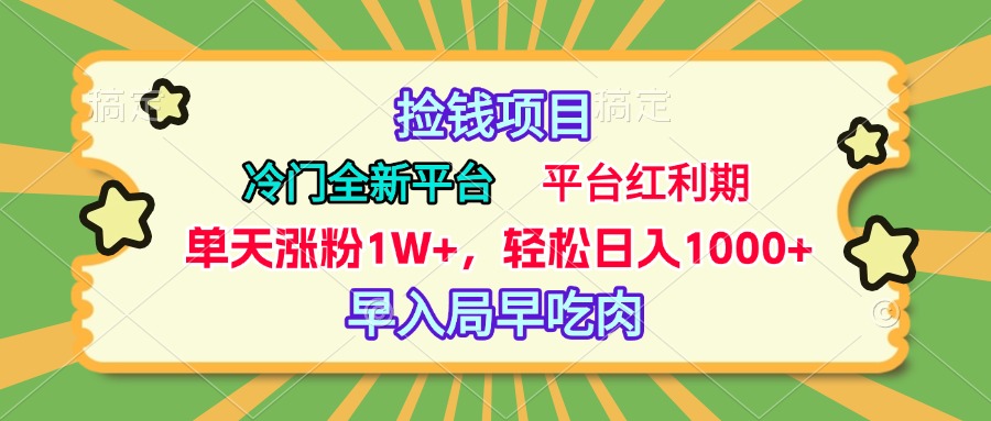 冷门全新捡钱平台，当天涨粉1W+，日入1000+，傻瓜无脑操作-多米网络