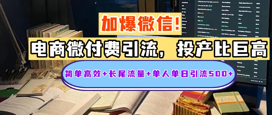 电商微付费引流，投产比巨高，简单高效+长尾流量+粉丝质量高，单人单日引流500+创业粉-多米网络