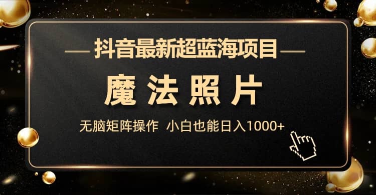 抖音最新超蓝海项目，魔法照片，无脑矩阵操作，小白也能日入1000+-多米网络