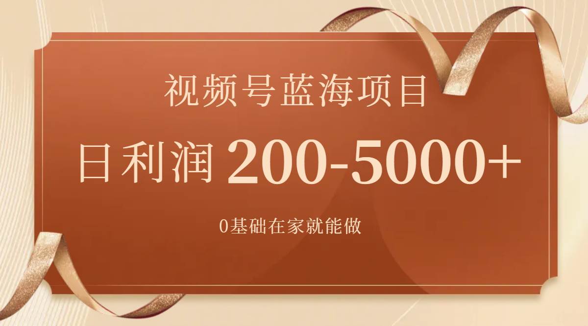 视频号蓝海项目，0基础在家也能做，一天200-5000+【附266G资料】-多米网络