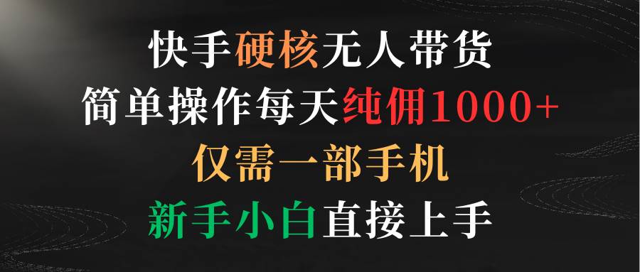快手硬核无人带货，简单操作每天纯佣1000+,仅需一部手机，新手小白直接上手-多米网络