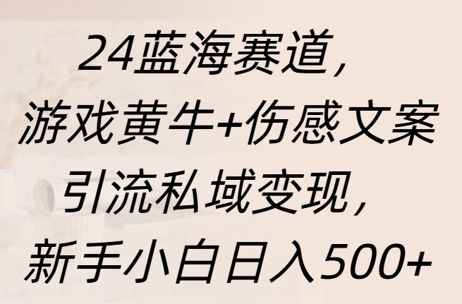 24蓝海赛道，游戏黄牛+伤感文案引流私域变现，新手日入500+-多米网络