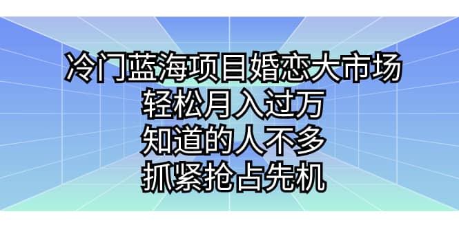 冷门蓝海项目婚恋大市场，轻松月入过万，知道的人不多，抓紧抢占先机-多米网络