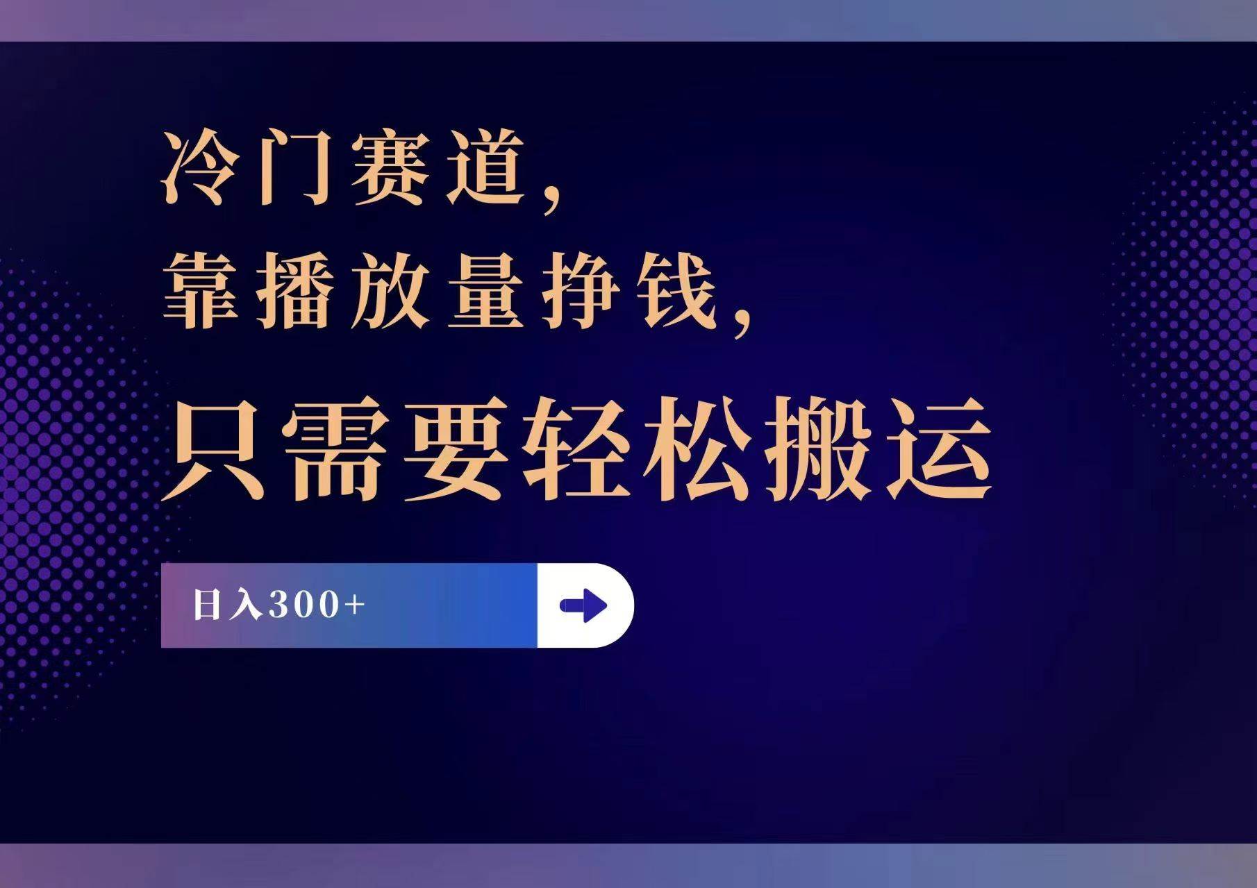 冷门赛道，靠播放量挣钱，只需要轻松搬运，日赚300+-多米网络