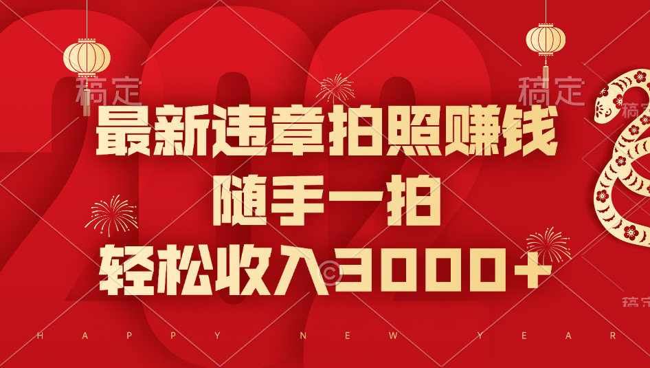 最新违章拍照赚钱，随手一拍，轻松收入3000+-多米网络