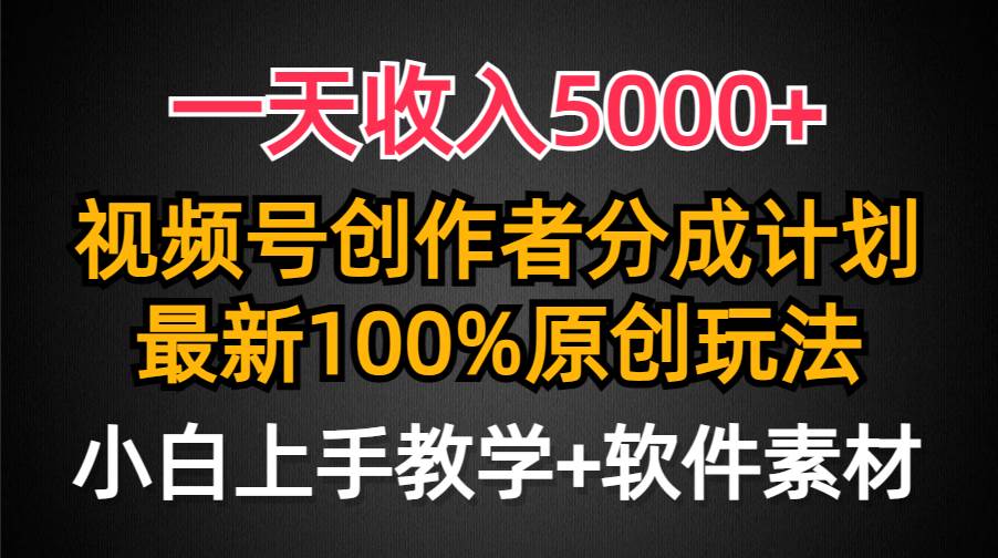 一天收入5000+，视频号创作者分成计划，最新100%原创玩法，小白也可以轻…-多米网络