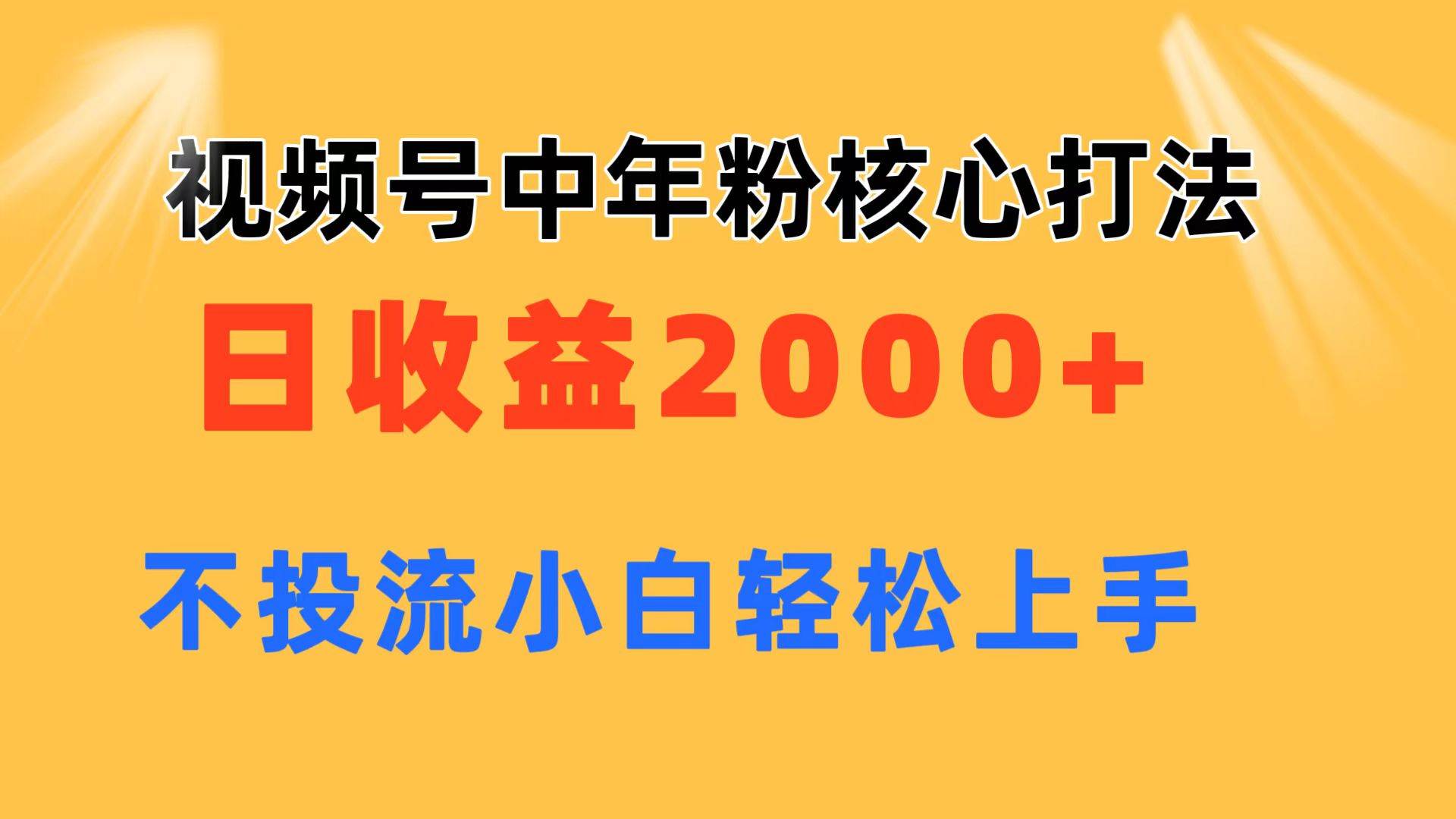 视频号中年粉核心玩法 日收益2000+ 不投流小白轻松上手-多米网络