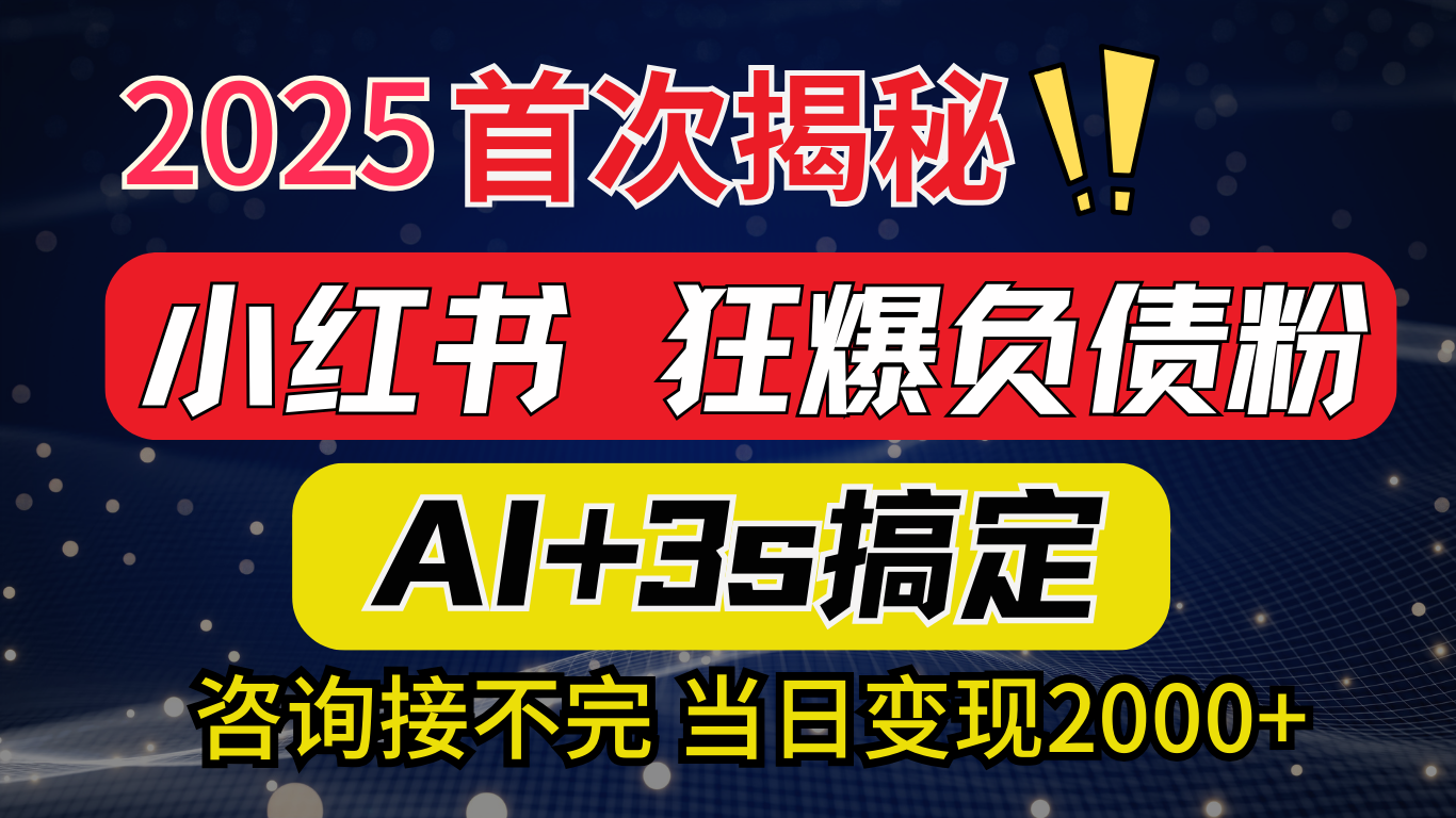 2025引流天花板：最新小红书狂暴负债粉思路，咨询接不断，当日入2000+-多米网络