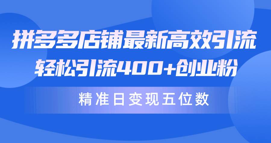 拼多多店铺最新高效引流术，轻松引流400+创业粉，精准日变现五位数！-多米网络