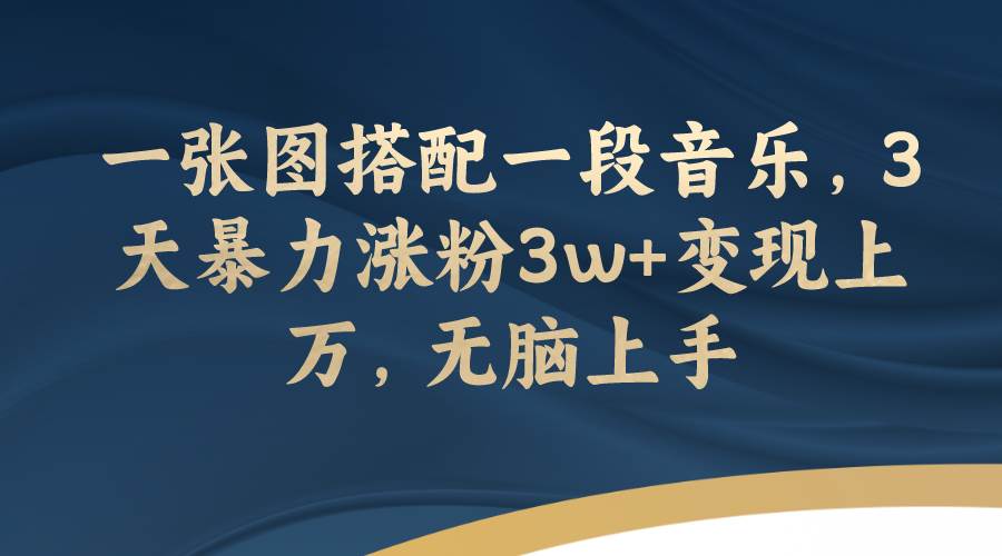 一张图搭配一段音乐，3天暴力涨粉3w+变现上万，无脑上手-多米网络