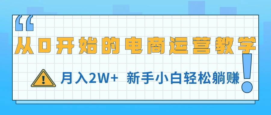 从0开始的电商运营教学，月入2W+，新手小白轻松躺赚-多米网络