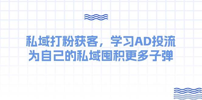 某收费课：私域打粉获客，学习AD投流，为自己的私域囤积更多子弹-多米网络
