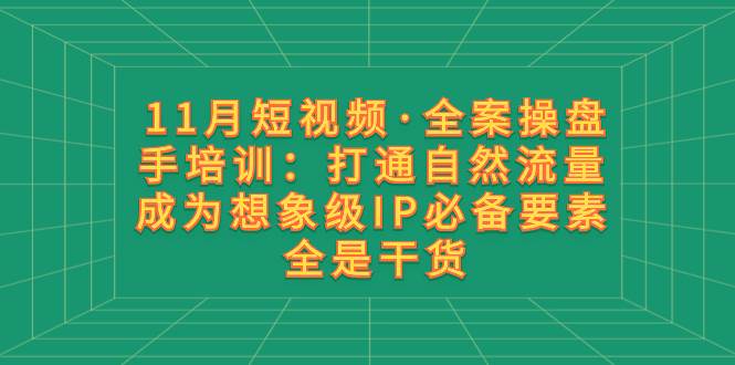 11月短视频·全案操盘手培训：打通自然流量 成为想象级IP必备要素 全是干货-多米网络