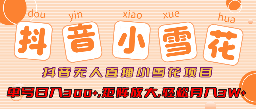 小雪花项目，抖音无人直播，单号日入300+,矩阵放大,轻松月入3W+-多米网络