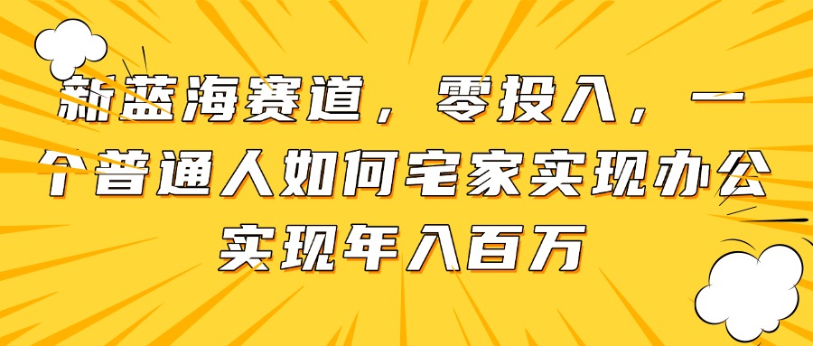 新蓝海赛道，零投入，一个普通人如何宅家办公实现年入百万-多米网络
