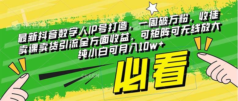 最新抖音数字人IP号打造，一周破万粉，收徒卖课卖货引流全方面收益-多米网络