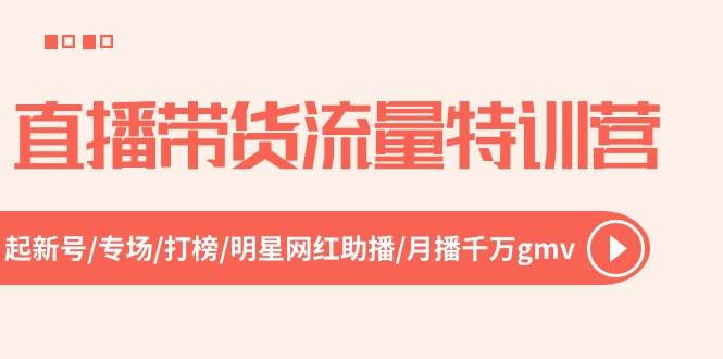 直播带货流量特训营，起新号-专场-打榜-明星网红助播 月播千万gmv（52节）-多米网络