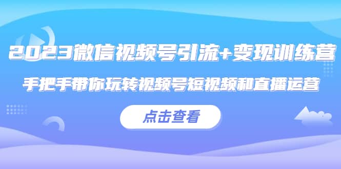 2023微信视频号引流+变现训练营：手把手带你玩转视频号短视频和直播运营-多米网络