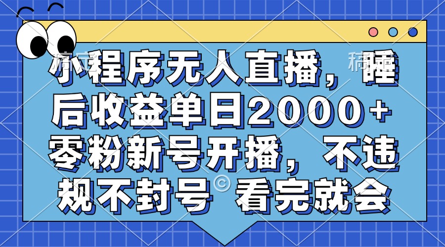 小程序无人直播，睡后收益单日2000+ 零粉新号开播，不违规不封号 看完就会-多米网络
