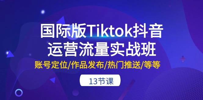 国际版Tiktok抖音运营流量实战班：账号定位/作品发布/热门推送/等等-13节-多米网络