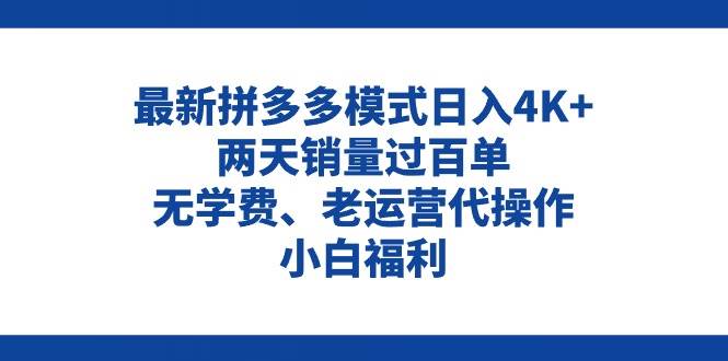 拼多多最新模式日入4K+两天销量过百单，无学费、老运营代操作、小白福利-多米网络