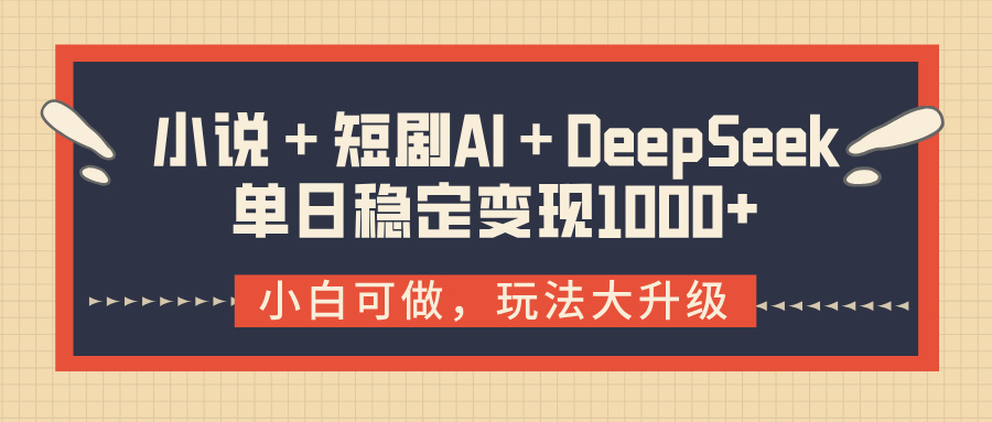小说＋短剧AI＋DeepSeek结合变现，单日稳定变现1000+-多米网络