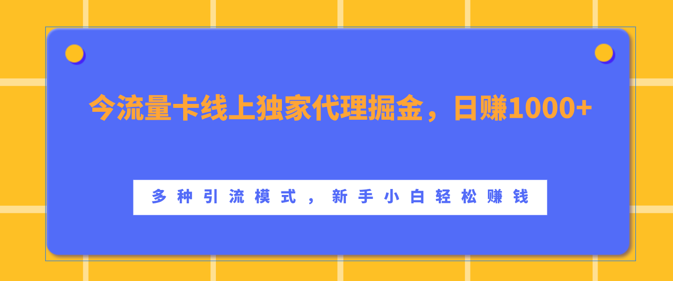 流量卡线上独家代理掘金，日赚1000+ ，多种引流模式，新手小白轻松赚钱-多米网络