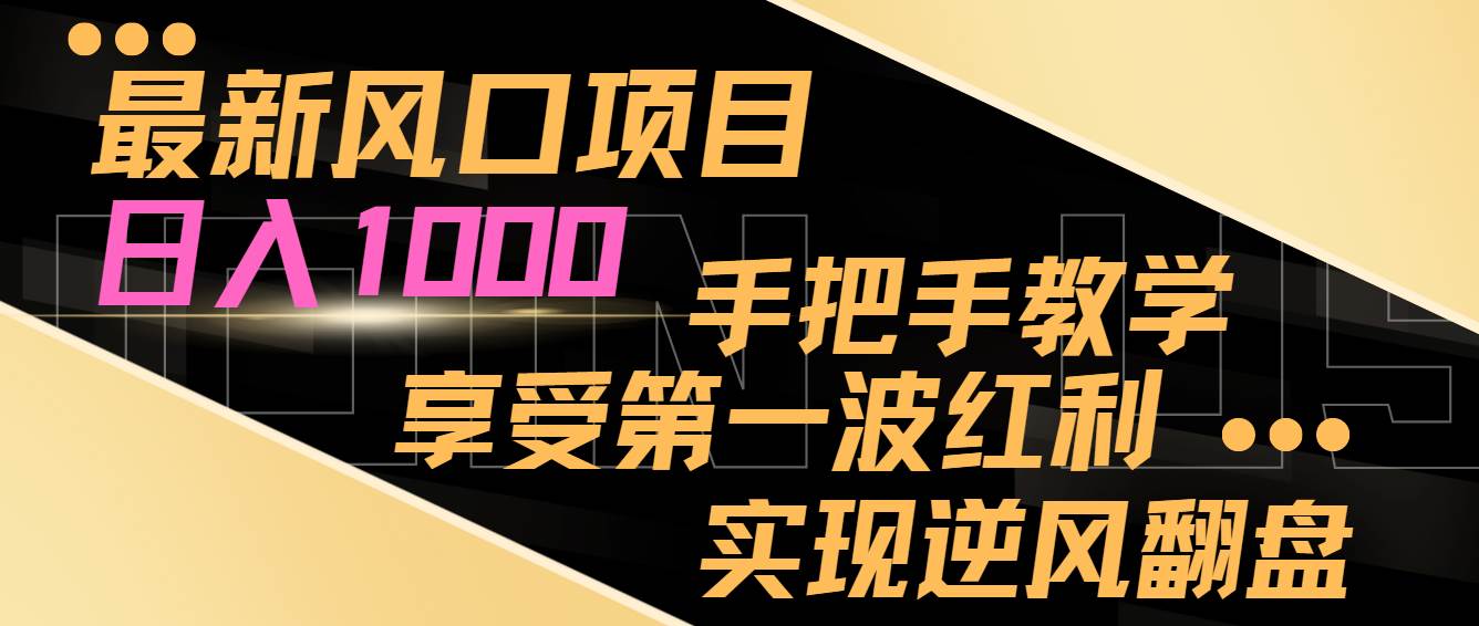 最新风口项目，日入过千，抓住当下风口，享受第一波红利，实现逆风翻盘-多米网络